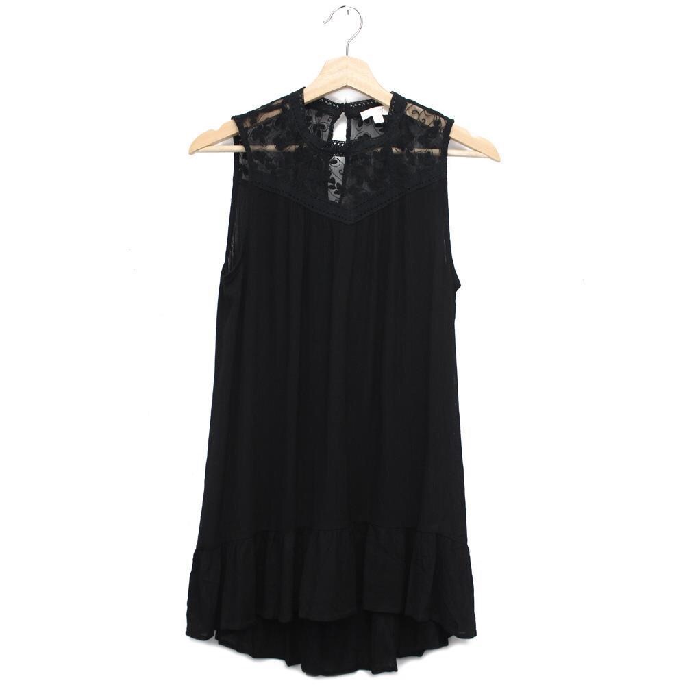Black Sleeveless Lace Detail Top